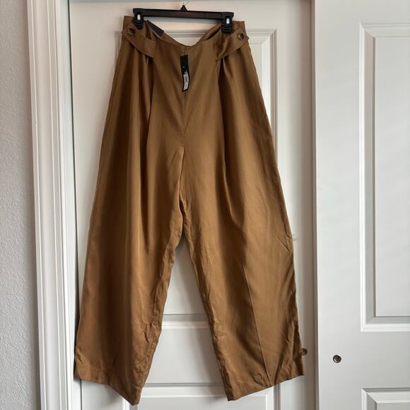 NWT Banana Republic Women’s Wide Leg Pleated 
 Pants Sz 16 Tan Neutral Career - Picture 1 of 13